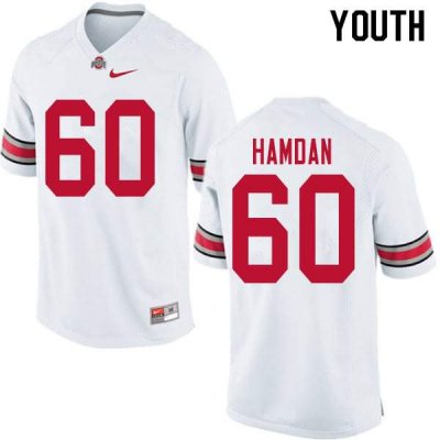 Youth Ohio State Buckeyes #60 Zaid Hamdan White Nike NCAA College Football Jersey June KFN6844VY